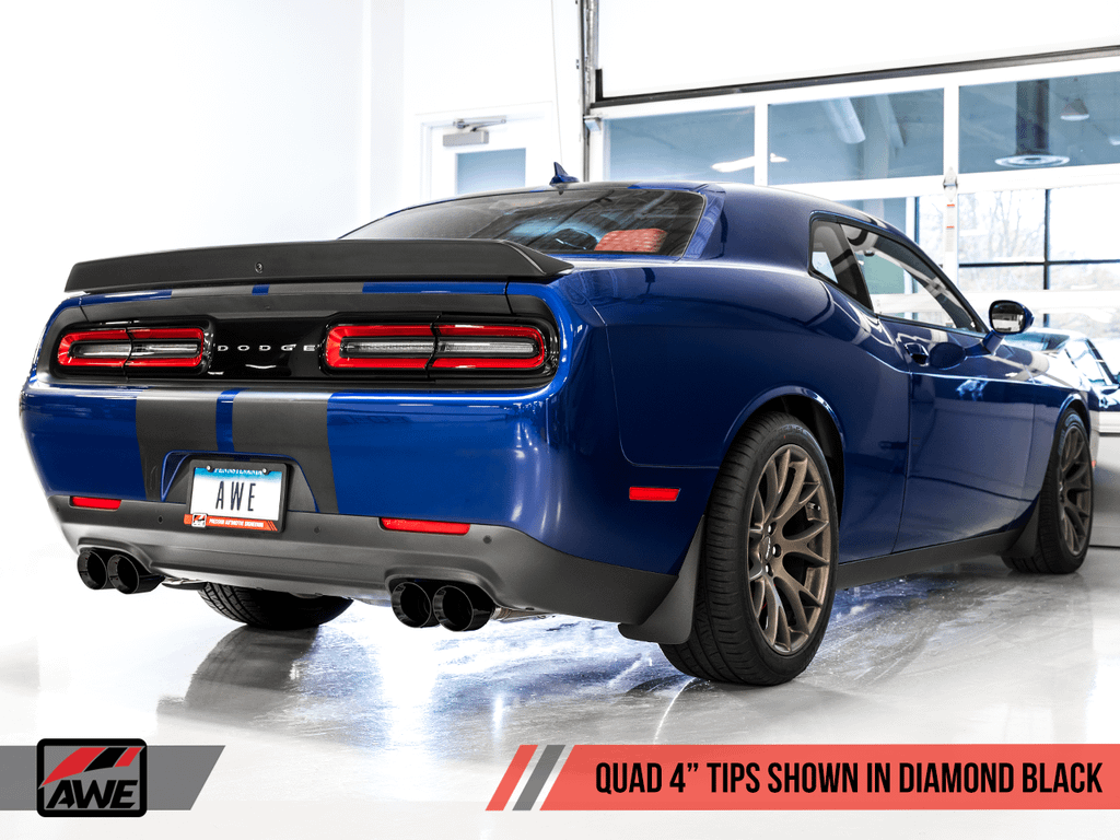AWE Track Edition Exhaust - Diamond Black Quad Tips (2015-2020 Dodge Challenger 5.7L) - 3015-43152