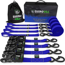 Rhino USA 1.6" X 8' Rhino Usa Heavy Duty Ratchet Tie-Down 4-Pack (Blue) - HDKIT-4PK-BLU
