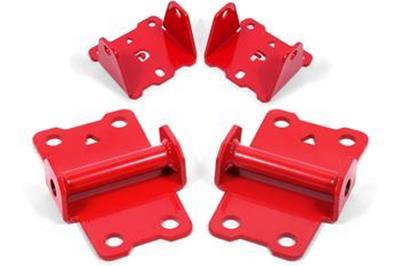 BMR Fabrication Motor mount kit, upper and lower, solid (MM331 and MM334) Red (1982-1992 3rd Gen F-Body) - MM333R