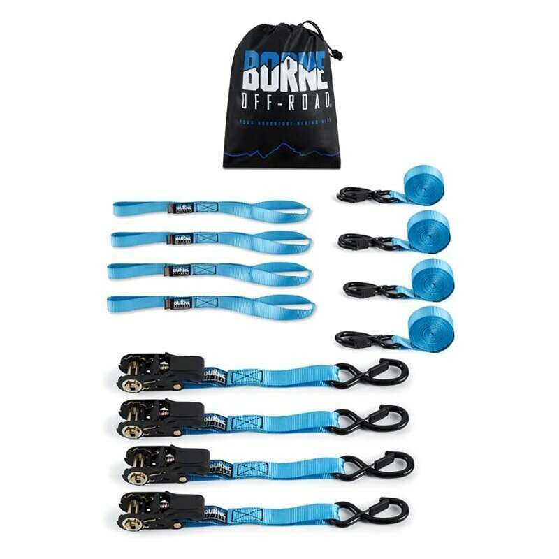 Borne Off-Road Medium-Duty Ratchet Tie-Down Kit (4-Pack) Blue - BNRTC-TDMD-4BL