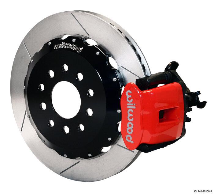 Wilwood 94-04 Mustang Combination Parking Brake and Caliper 13" Rear Brake Kit (Slotted - Red)