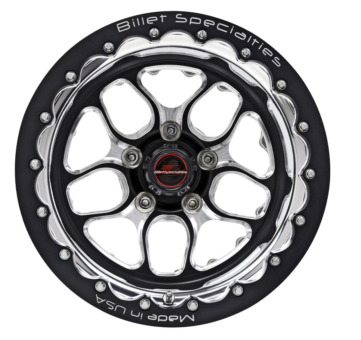Billet Specialties WIN LITE Black Double Beadlock 15X12 4.00" BS 65 BP - BRDB22512L6540