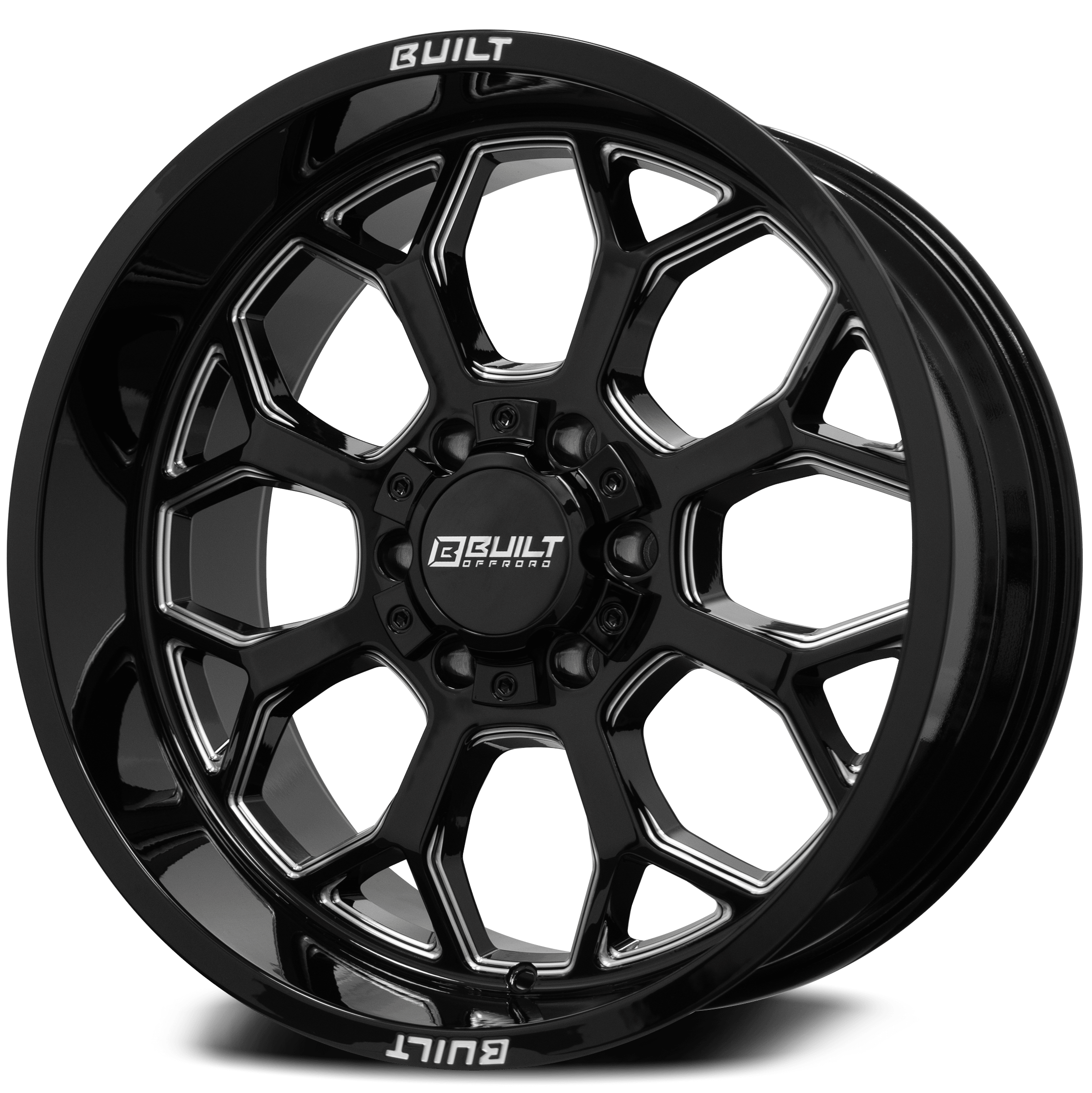 Built Off-Road BTO-1 Wheel - 20x9, 8x165, Gloss Black Milled - 2098165-0BT01BM