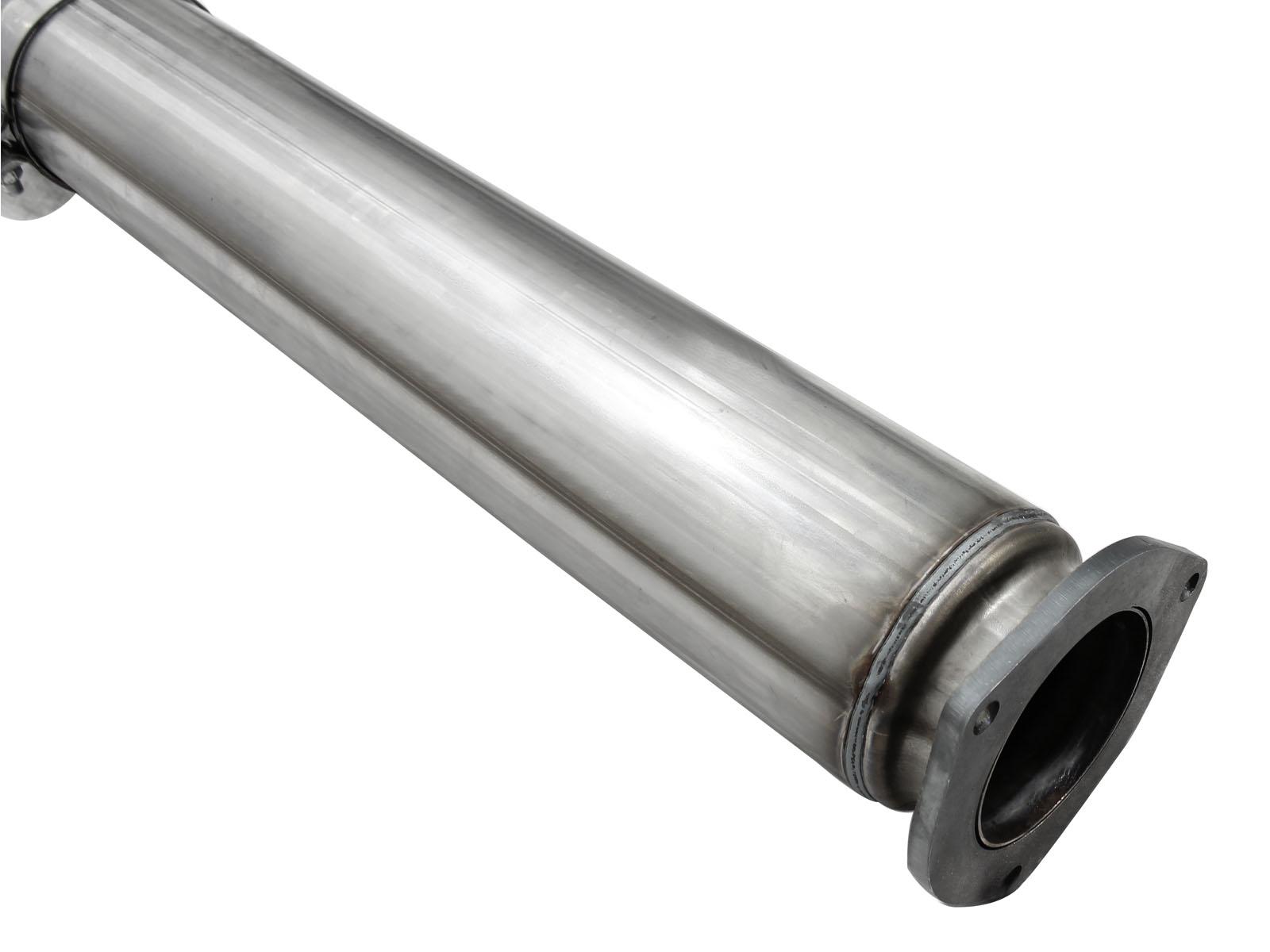 AFE Large Bore-HD 5 IN 409 Stainless Steel DPF-Back Exhaust System w/Polished Tip - 49-43064-P
