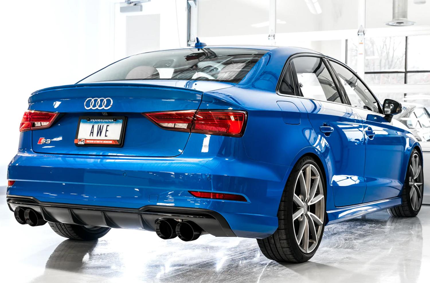 AWE Track Edition Exhaust for Audi 8V S3 - Diamond Black Tips, 102mm - 3015-43150