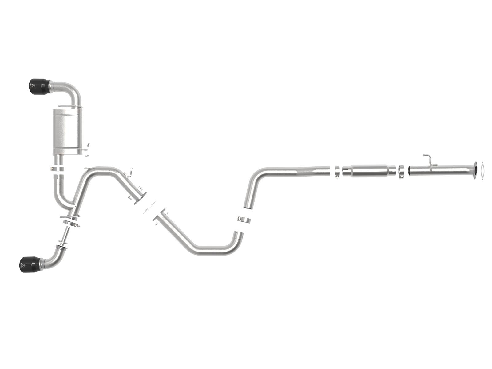 AFE Takeda-ST 3 IN 304 Stainless Steel Cat-Back Exhaust System w/ Black Tips (Hyundai Veloster N 19-20 L4-2.0L (t)) - 49-37010-B