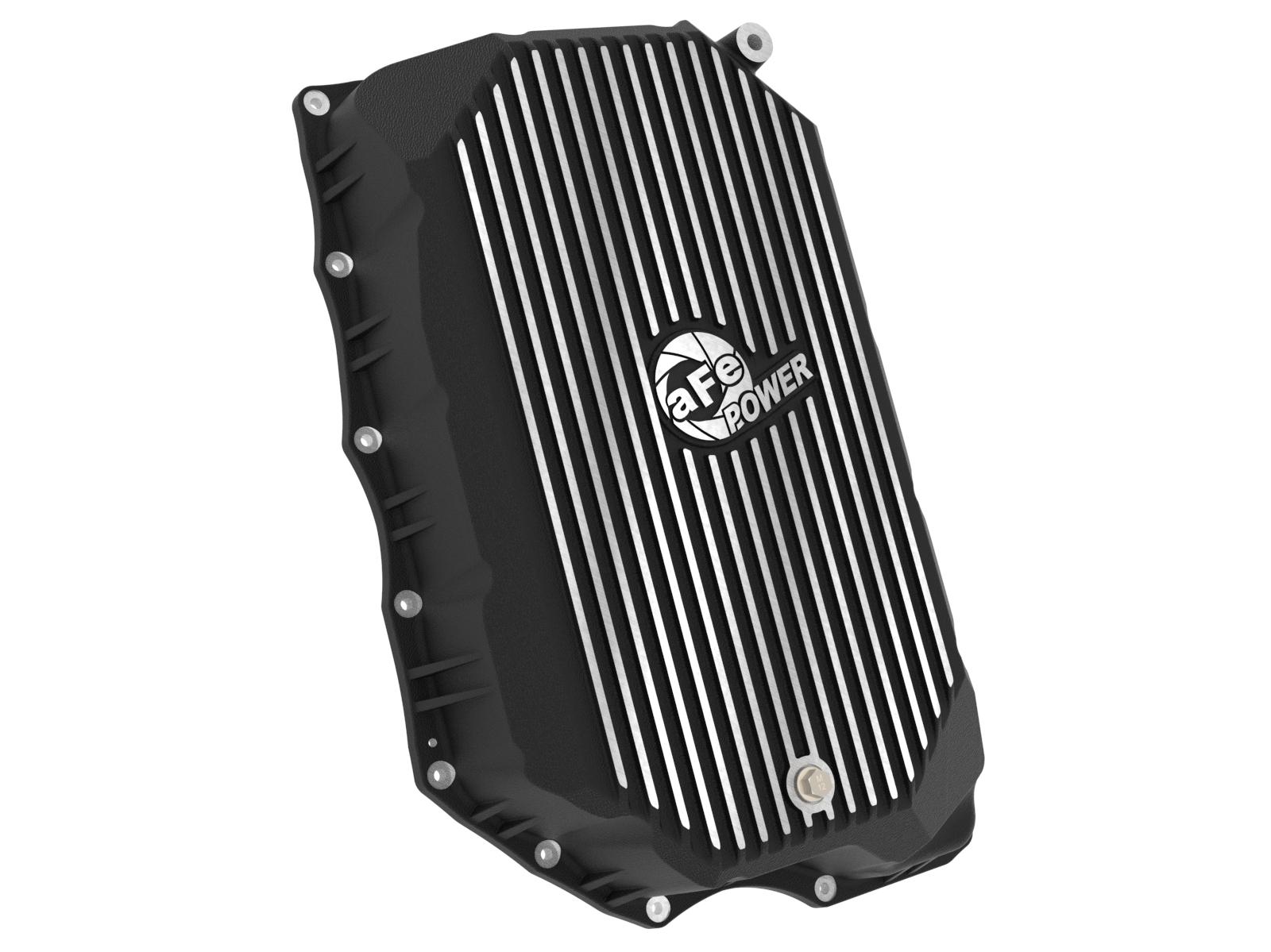 AFE Pro Series Transmission Pan Black w/ Machined Fins (2020-2025 Chevrolet, GMC Fitments) - 46-71380B