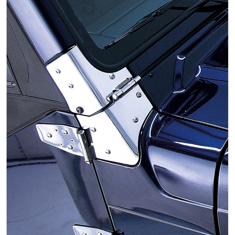 Rugged Ridge Windshield Hinge Kit Stainless Steel; 97-06 Jeep Wrangler Tj - 11112.02