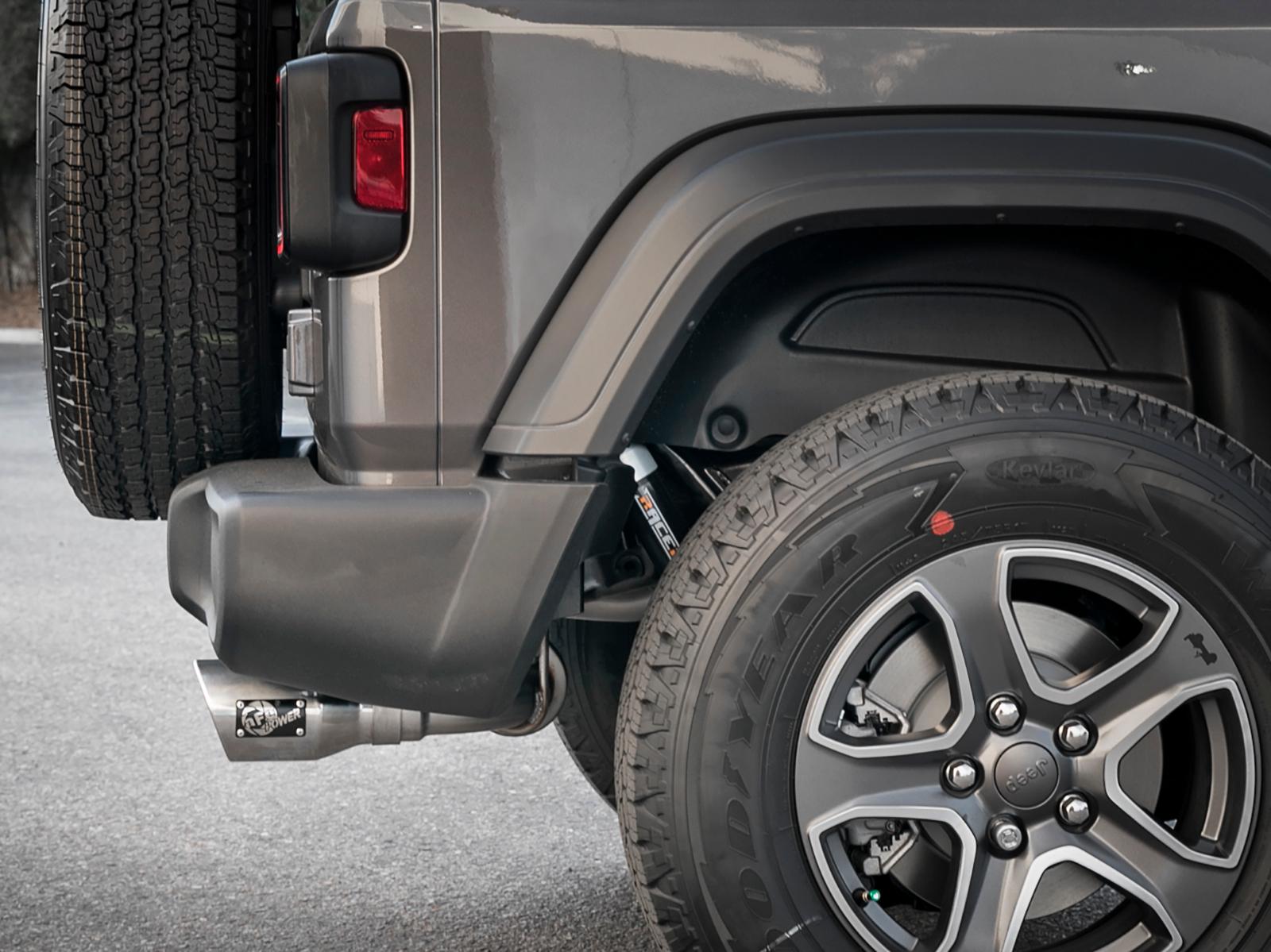AFE Rebel Series Cat-Back Exhaust w/ Dual Polished Tip 409 Stainless Steel (2018-2021 Wrangler, Wrangler) - 49-48066-P