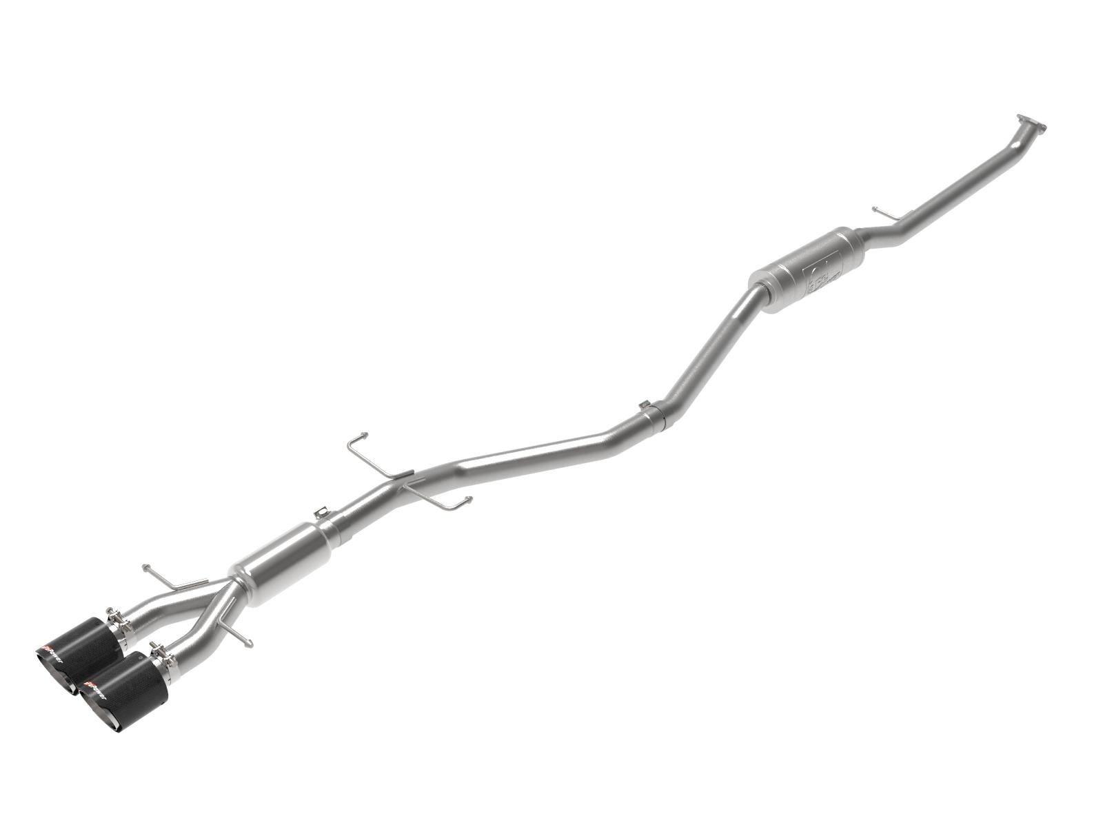 AFE Takeda 2-1/2 IN 304 Stainless Steel Cat-Back Exhaust System w/ Carbon Fiber Tip (Honda Civic Si Sedan 17-20 L4-1.5L (t)) - 49-36619-C
