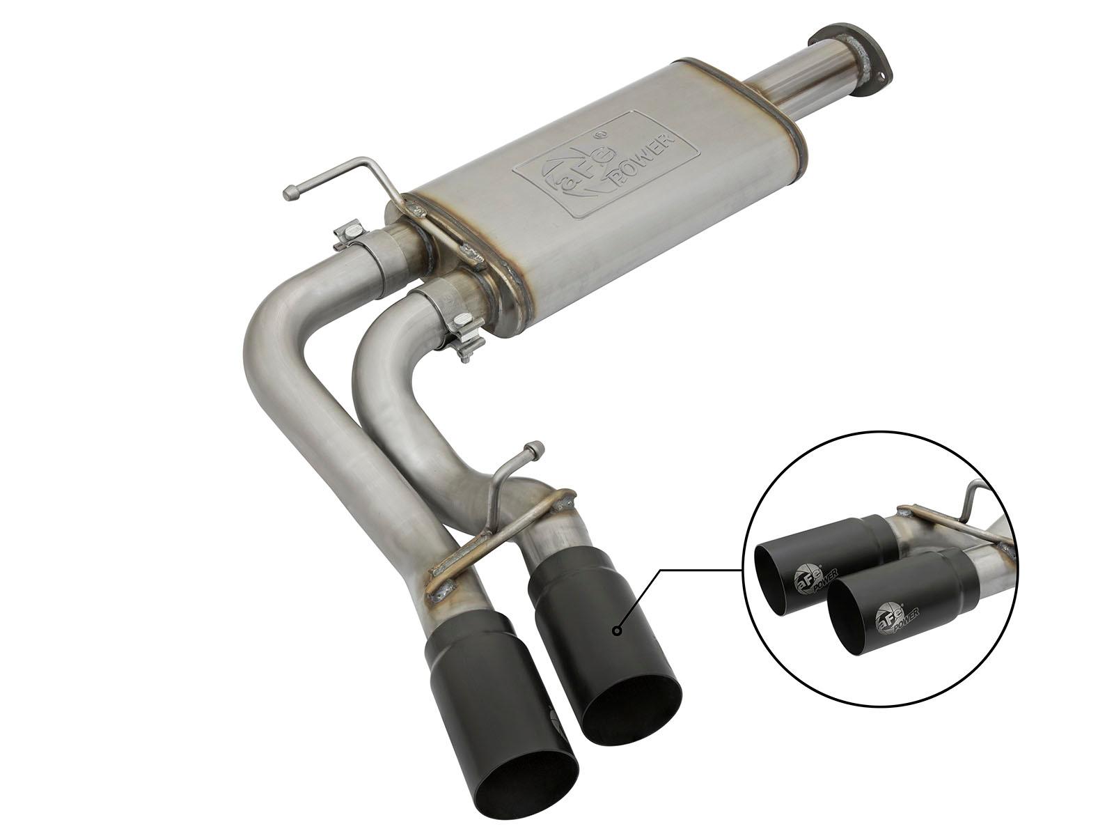 AFE Rebel Series 3 IN Cat-Back Exhaust System w/ Dual Mid-Side Exit Black Tips (2016-2021 Tacoma) - 49-46032-B