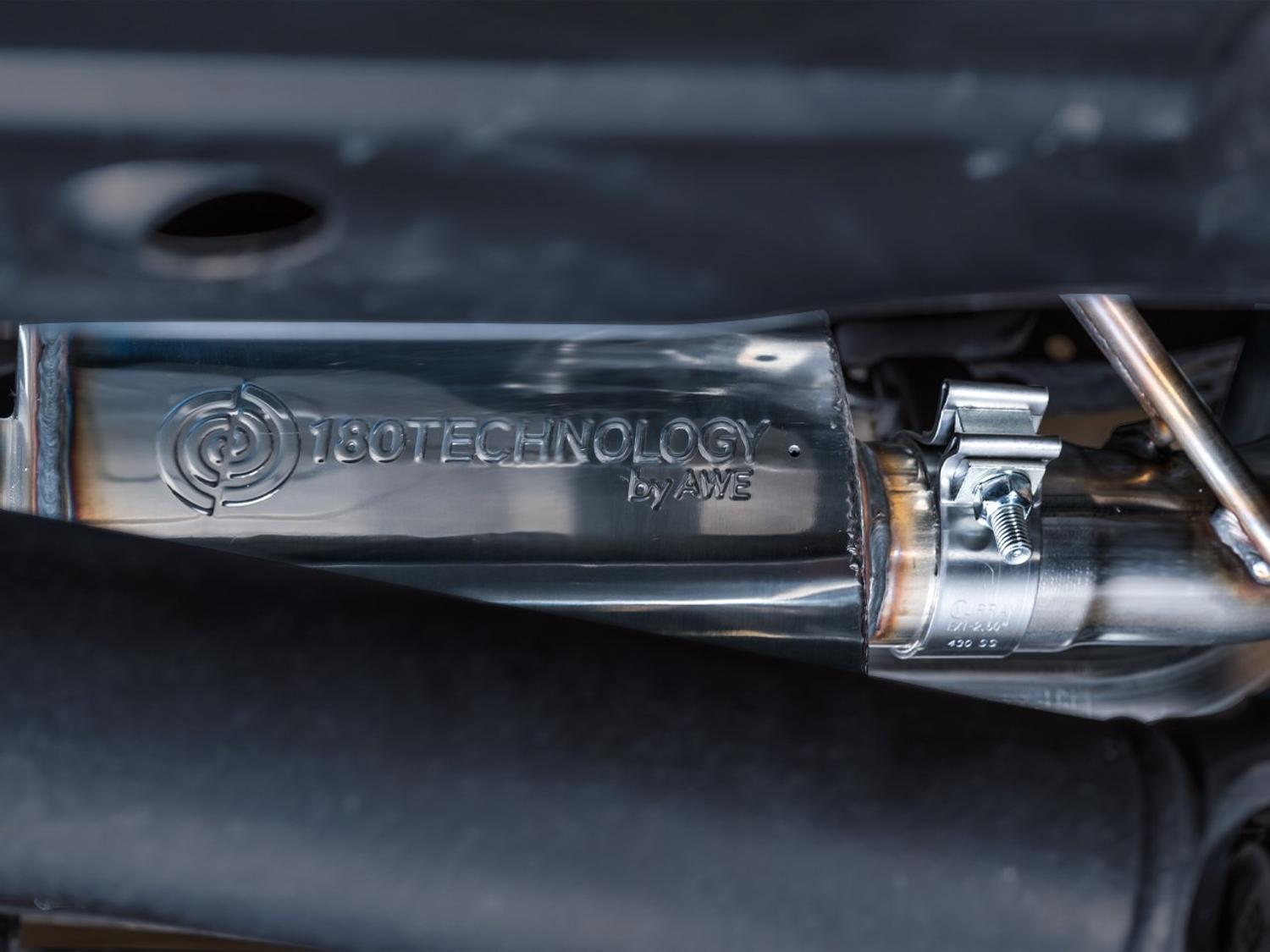 AWE 0FG Exhaust w/ Bashgaurd - Dual Diamond Black Tips (2016-2023 Tacoma 3.5L) - 3015-33826