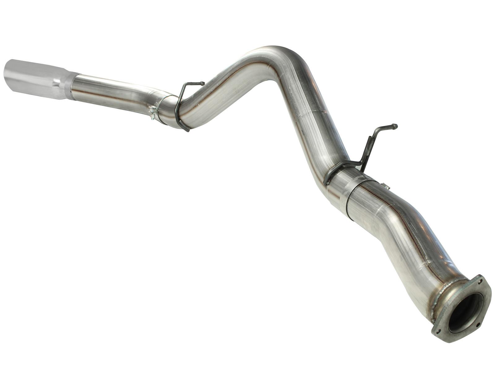 AFE Large Bore-HD 5 IN 409 Stainless Steel DPF-Back Exhaust System w/Polished Tip (2007-2010 Silverado 2500 HD, Silverado 3500 HD, Sierra 2500 HD, Sierra 3500 HD) - 49-44040-P