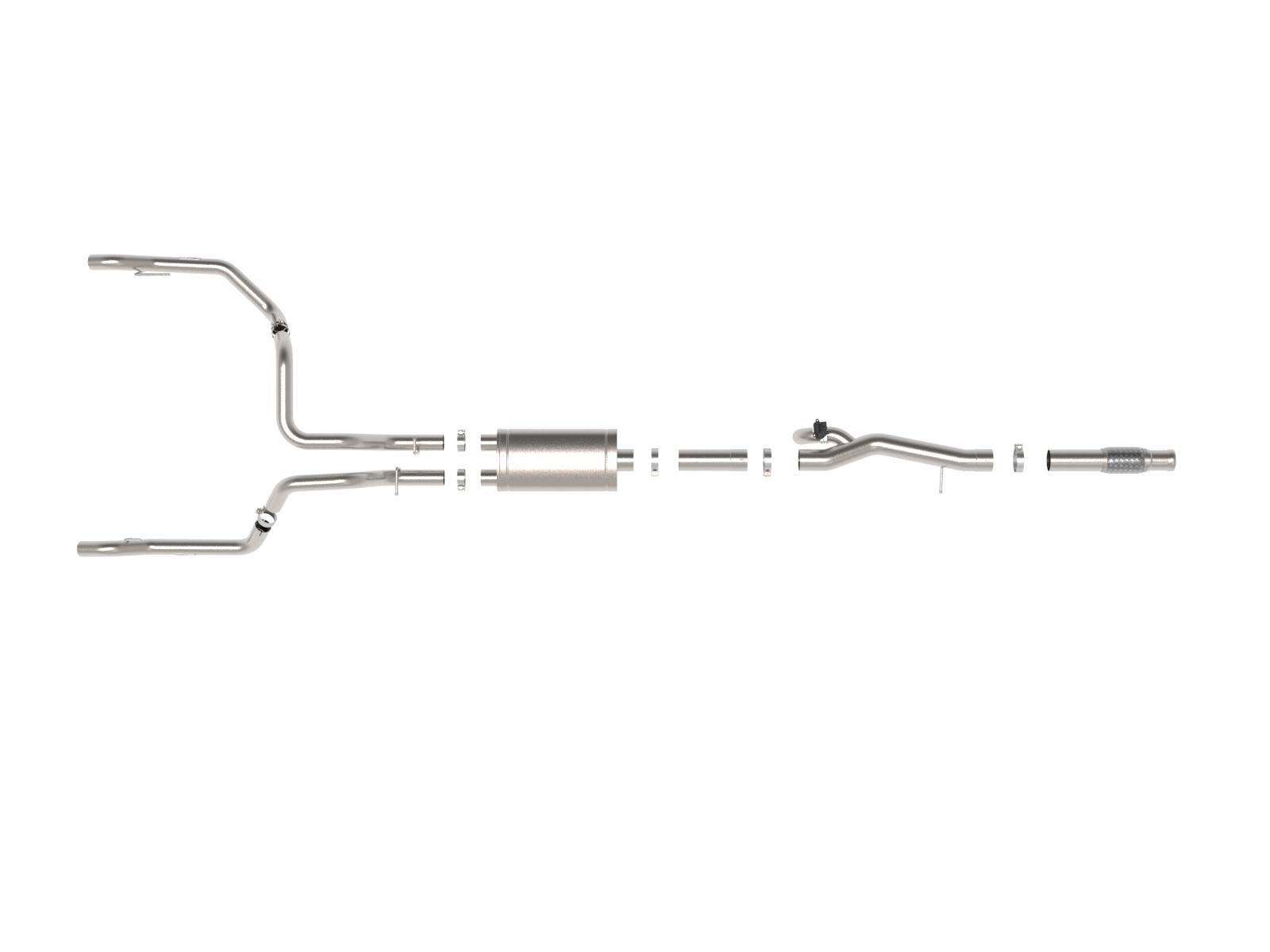 aFe XV 4" to Dual 3" 304 Stainless Steel Cat-Back Exhaust System w/ Cut Out (2019-2022 GM Silverado / Sierra 1500 V8-6.2L)- 49-34140