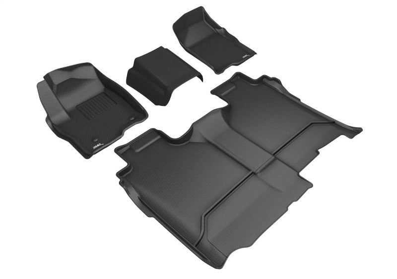 3D MAXpider 19-21 GMC Sierra Silverado Double/Crew Bench Seat Kagu 1st + 2nd Row Floormats - Black