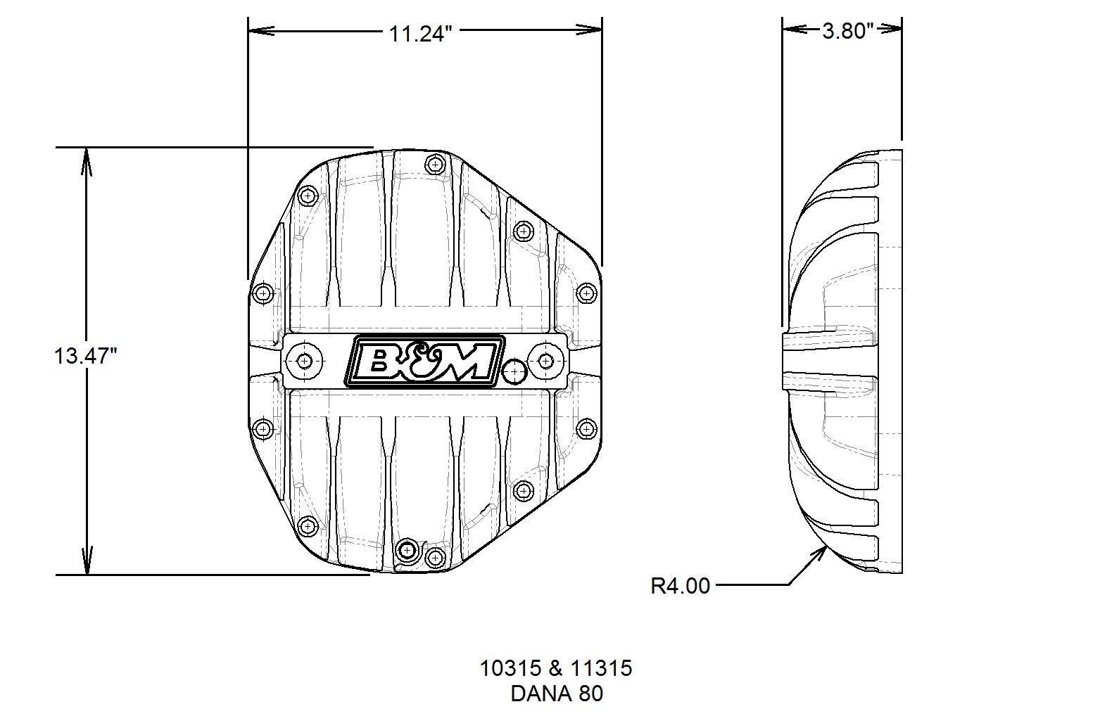 REAR END COVER, DANA 80 CAST ALUM. () - 10315