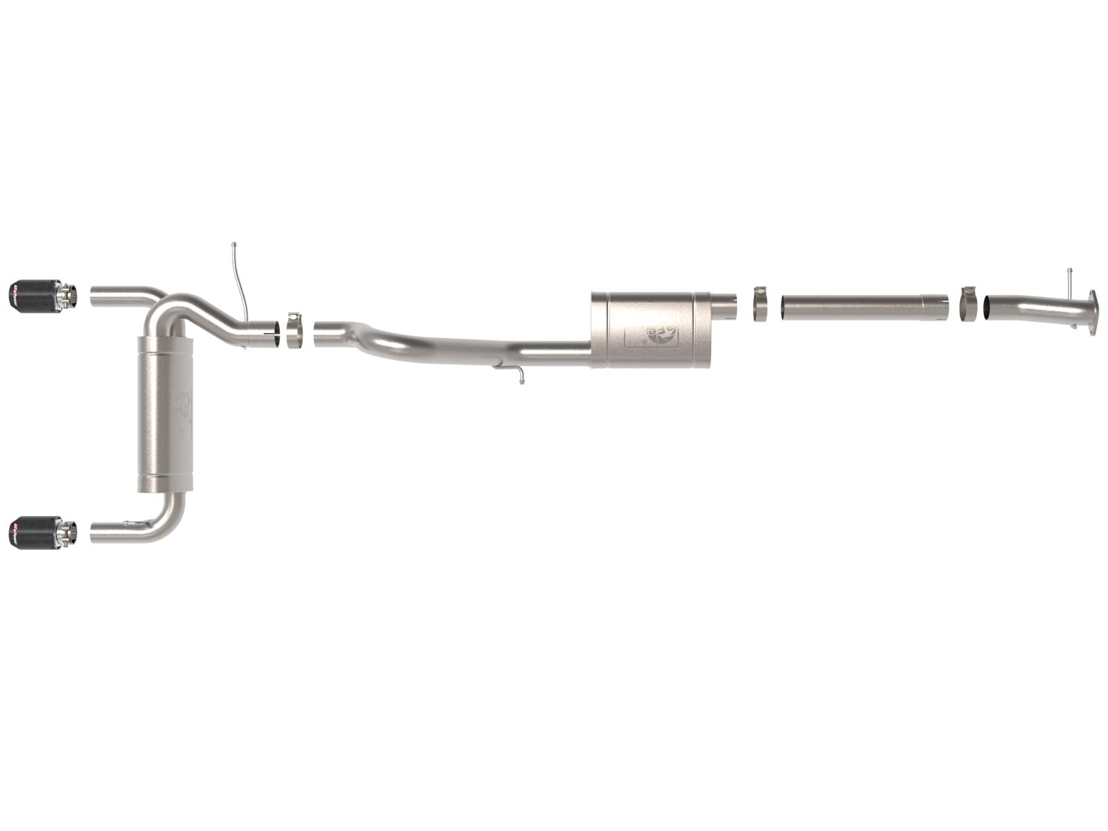 AFE 49-33138-C Vulcan 3" to 2.5" 304 Stainless Steel Cat-Back Exhaust System w/ Carbon Fiber Tip (2021-2025 Bronco)