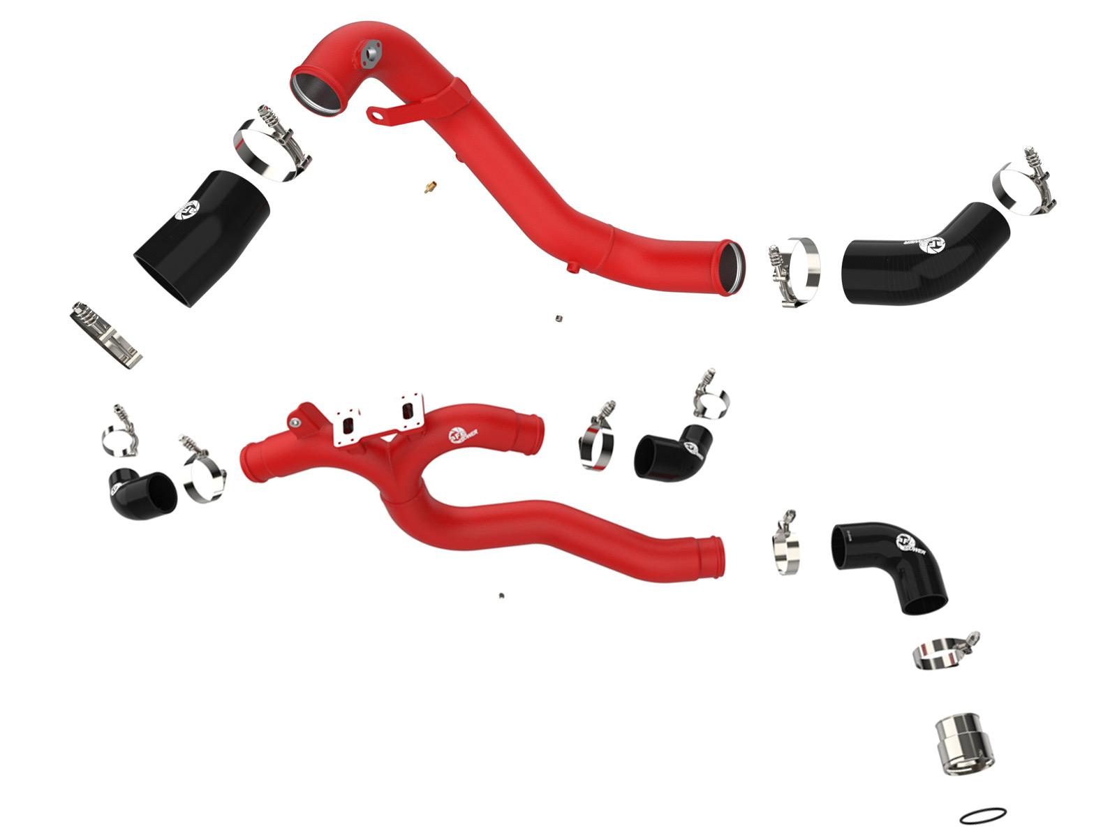 AFE BladeRunner 3 IN Aluminum Hot and Cold Charge Pipe Kit Red Kia Stinger 18-22 V6-3.3L (tt) - 46-20504-R