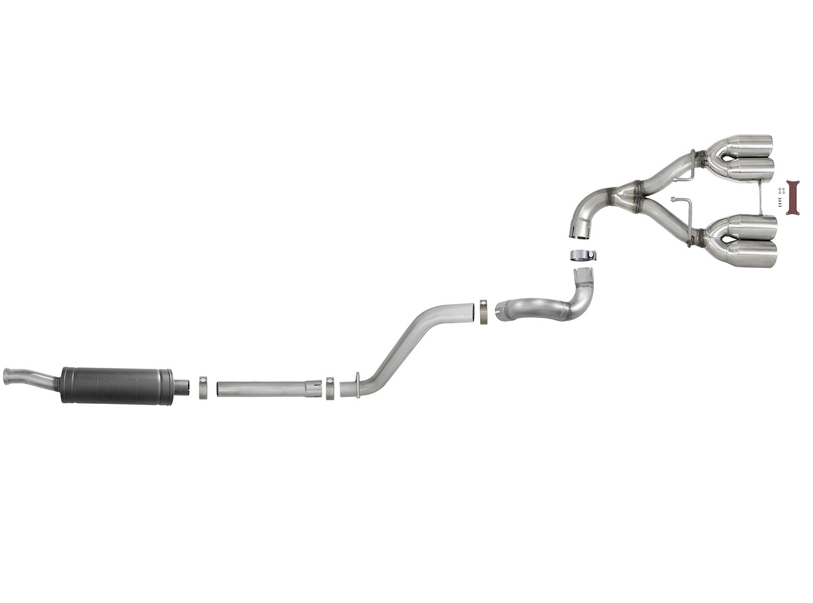 AFE Rebel Series 2-1/2 IN 304 Stainless Steel Cat-Back Exhaust w/ Polished Tip (2018-2021 Wrangler, Wrangler) - 49-38073-P
