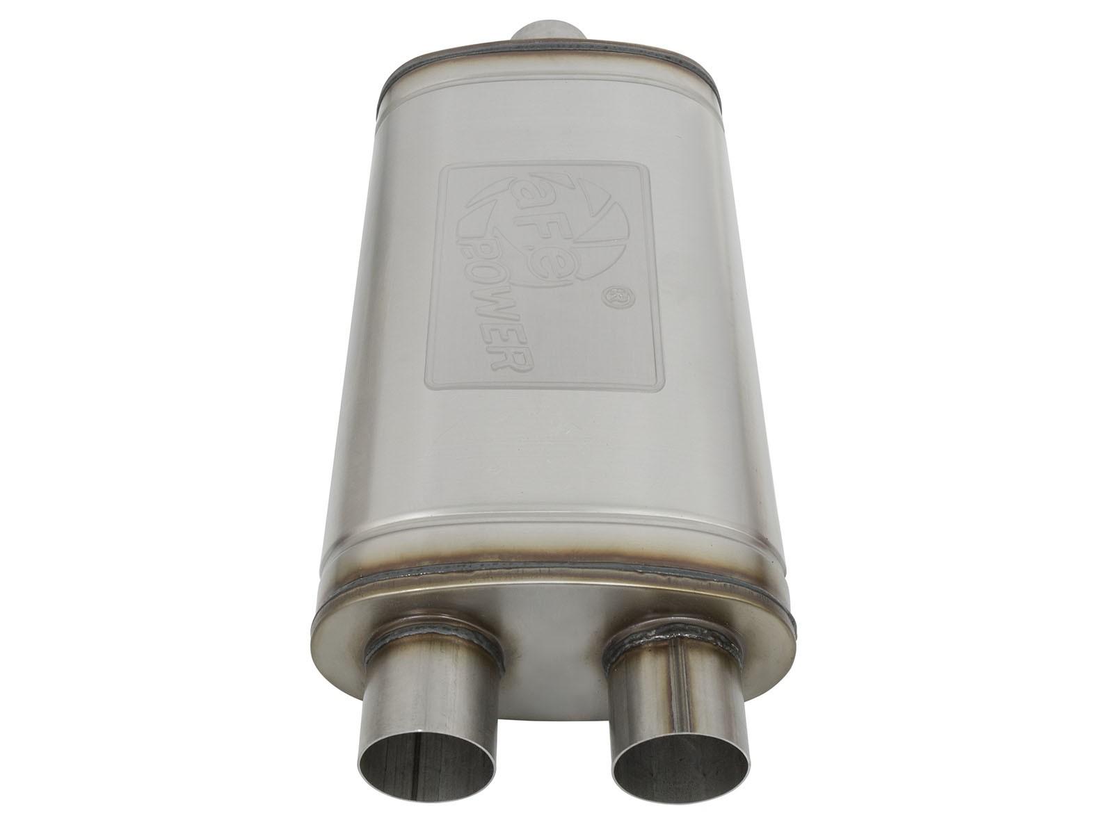 AFE MACH Force-Xp 304 Stainless Steel Muffler (3 IN ID Center/Dual-Outlet x 11 IN W x 6 IN H x 22 IN L - Oval Body) - 49M30015