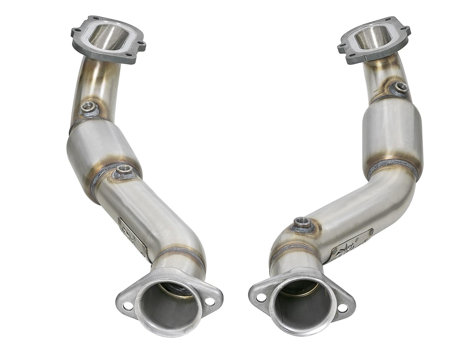 AFE Twisted Steel Mid Pipe 3 IN 304 Stainless Steel w/ Cat Chevrolet Corvette (C7) & Z06 14-17 V8-6.2L/6.2L (sc) LT1 - 48-34130-1YC