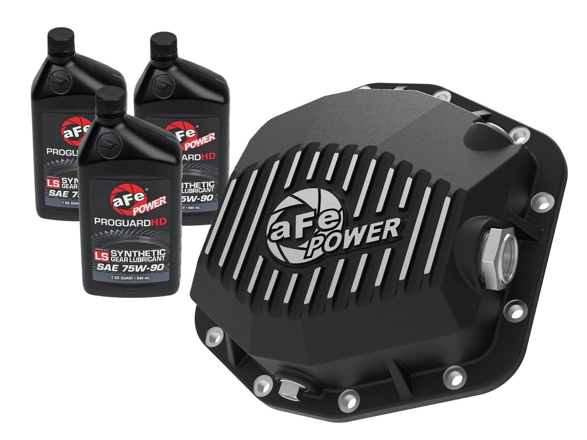 AFE 46-71291B Pro Series Rear Differential Cover Black w/ Machined Fins and Pro Guard Gear Oil (2021+ Ford Bronco L4-2.3L (t) / V6-2.7L (tt) Dana M220)