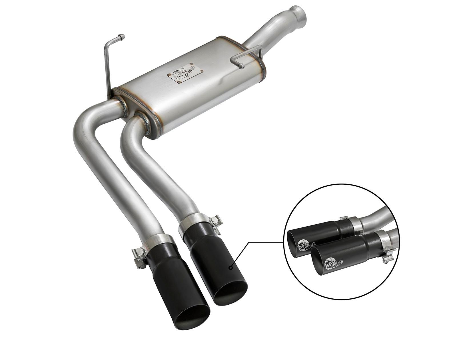 AFE Rebel Series 3 IN to 2-1/2 IN 409 Stainless Steel Cat-Back Exhaust w/Black Tip - 49-44070-B