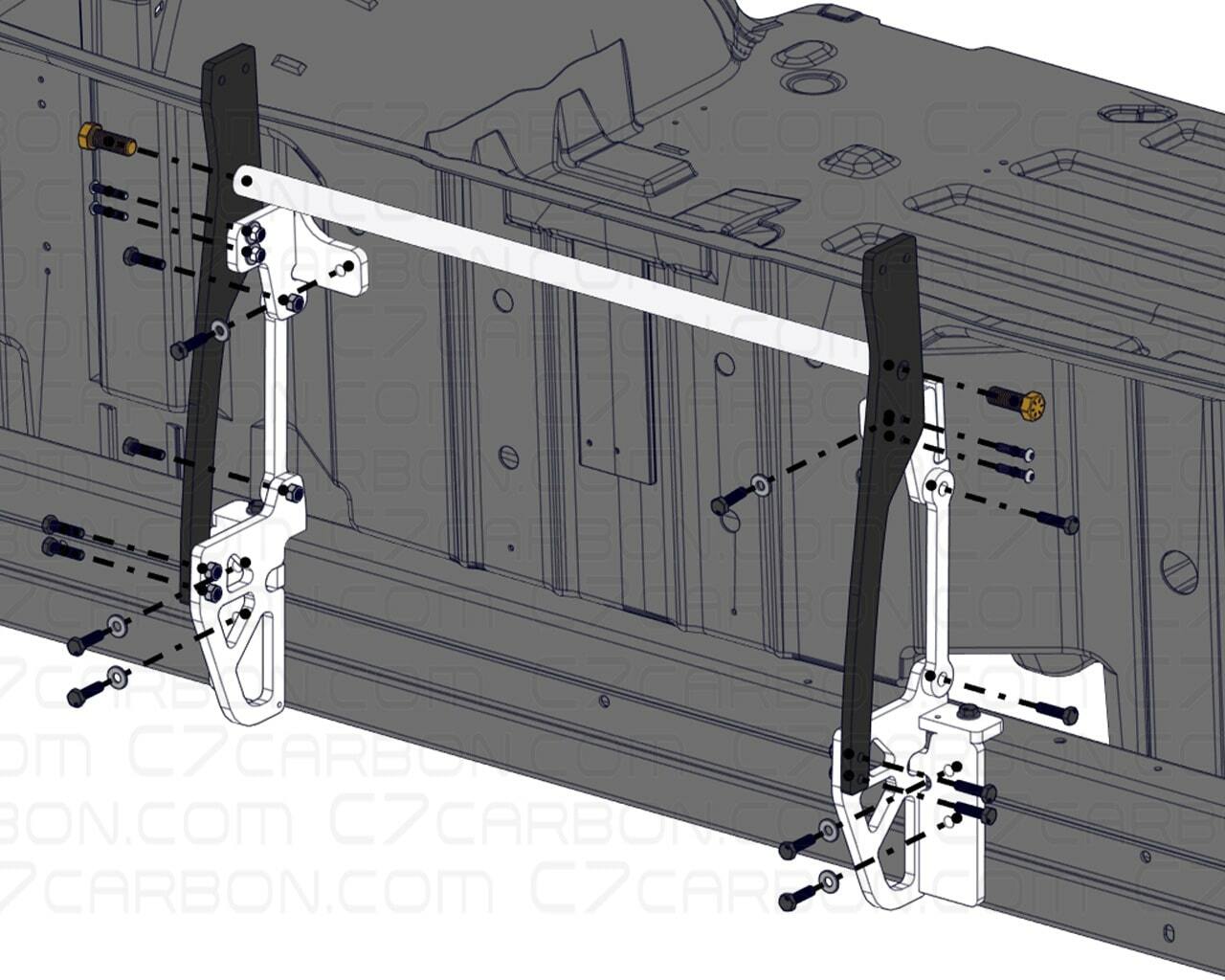 C7 Carbon Corvette C6 | Chassis Mount For Spoiler Rear Wing - C6-CM-01