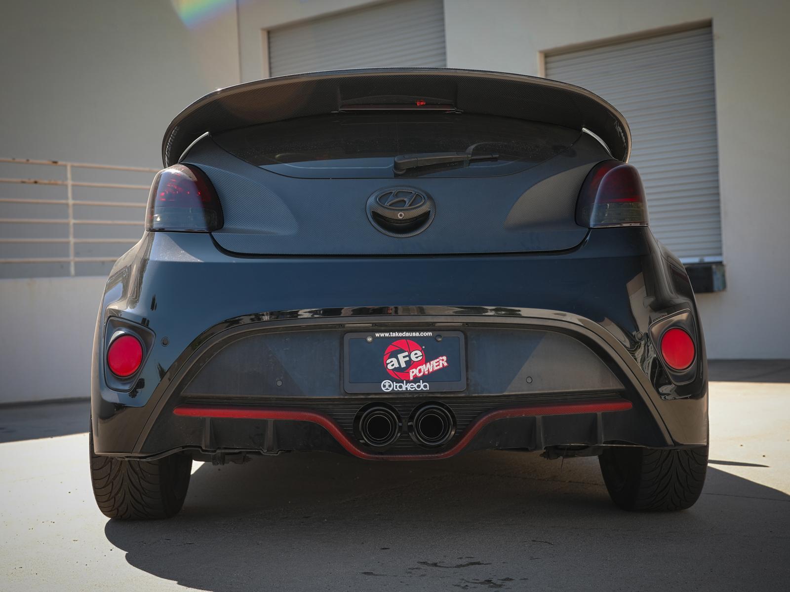 AFE Takeda 3 IN to 2-1/2 IN 304 Stainless Steel Axle-Back Exhaust w/ Black Tip (2013-2017 Veloster) - 49-37019-B