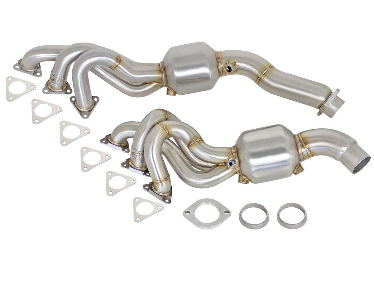 AFE Twisted Steel Long Tube Header 304 Stainless Steel w/ Cat (BMW M3 (E46) 01-06 L6-3.2L S54) - 48-36314-HC