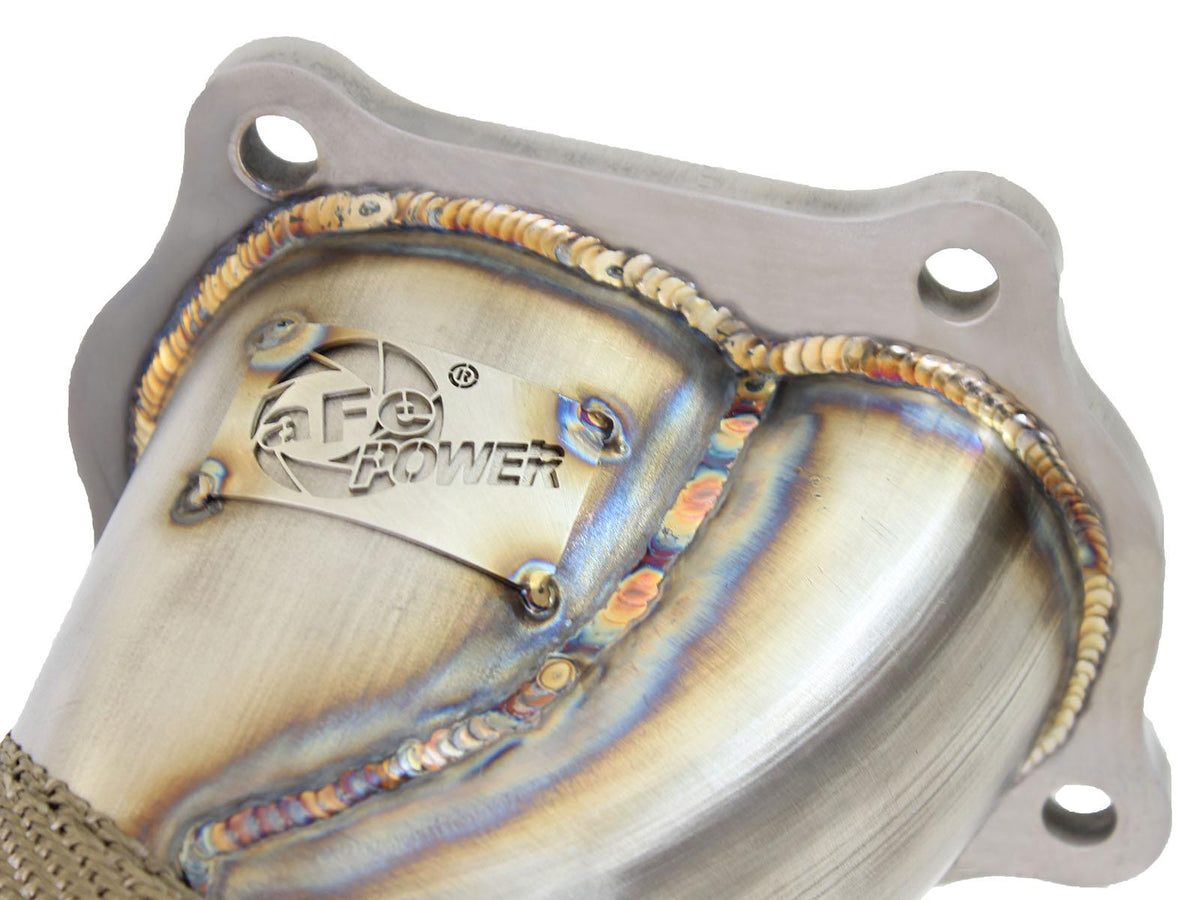 AFE Twisted Steel 3-1/2 to 3 IN 304 Stainless Steel Down Pipe w/ Cat (2008-2015 Lancer, Lancer, Lancer, Lancer, Lancer, Lancer) - 48-36701