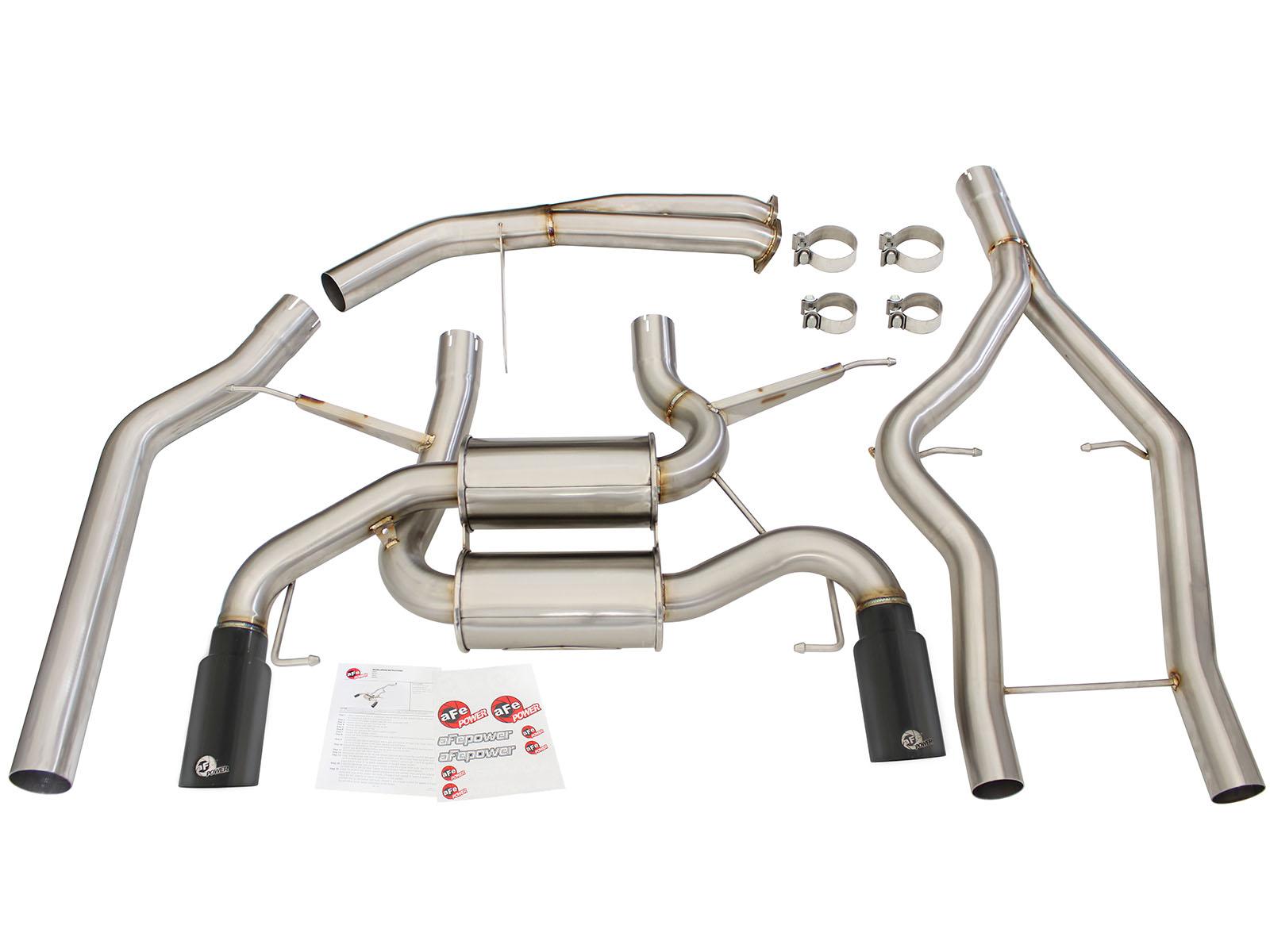 AFE MACH Force-Xp 3 IN to 2-1/2 IN Stainless Steel Cat-Back Exhaust w/ Black Tip (2011-2013 335i, 335i, 335i xDrive, 335i xDrive) - 49-36328-B