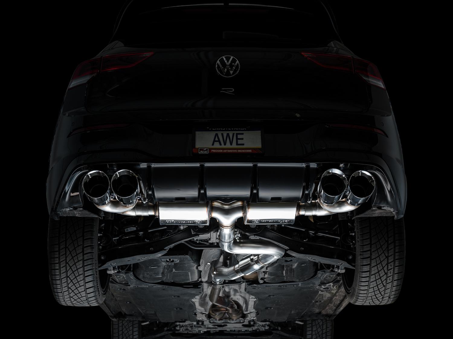 AWE Touring Edition Exhaust for Volkswagen MK8 Golf R - Chrome Silver Tips - 3015-42658