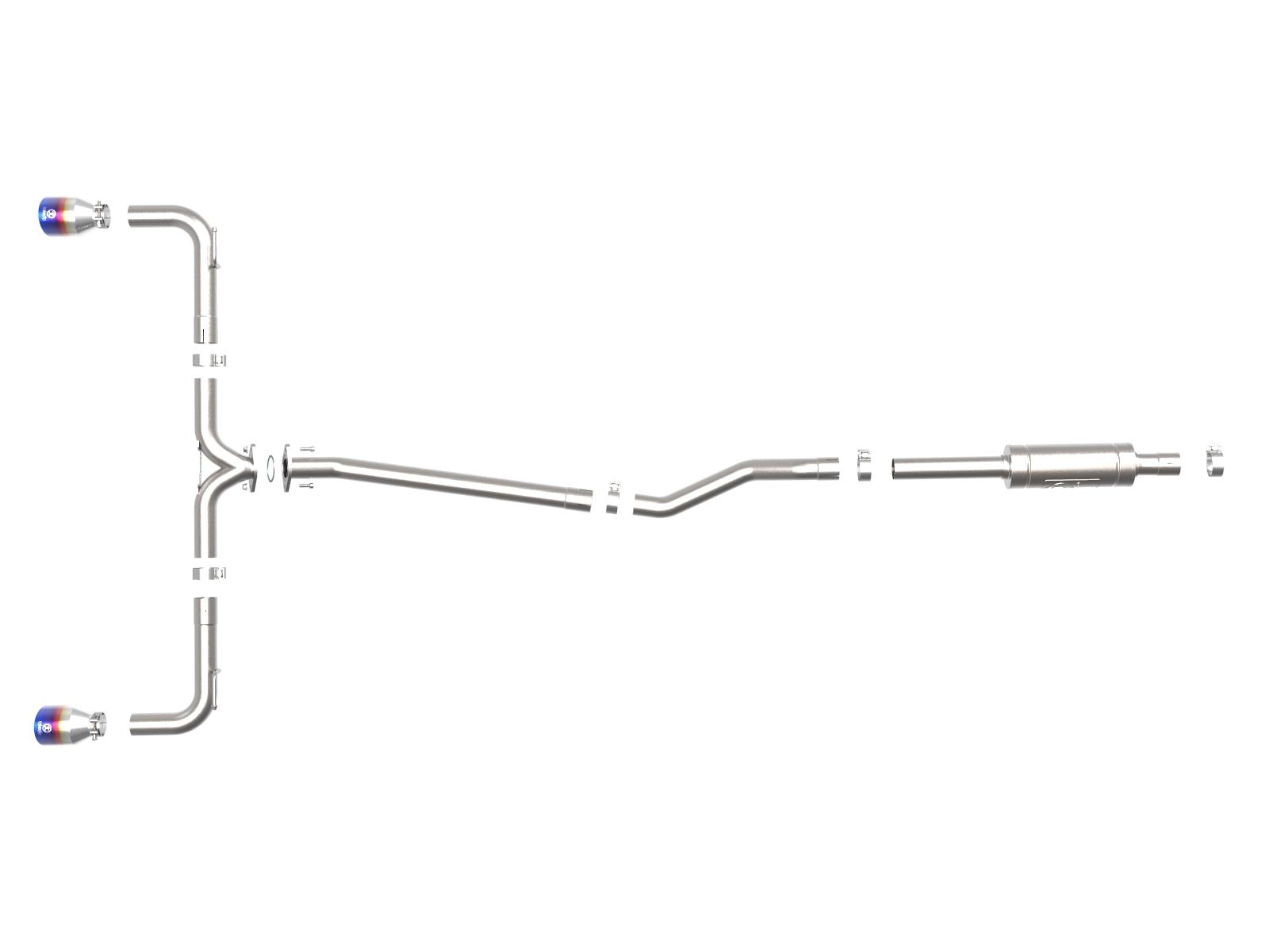 AFE Takeda 2-1/2 IN 304 Stainless Steel Cat-Back Exhaust System w/ Blue Flame Tips (Mazda 3 14-18 L4-2.0/2.5L) - 49-37015-L