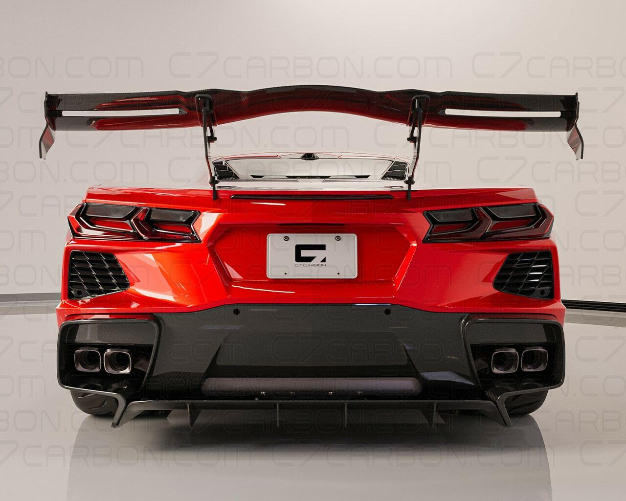 C7 Carbon Corvette C8 | Legacy Chassis Mounted Rear Wing - Painted Carbon Flash - C8-3D-4