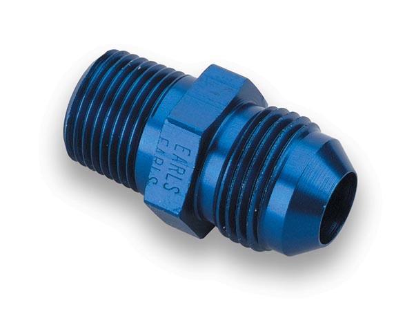 Earls Straight Aluminum An To Npt Adapter - Size: -6An Male To 1/8 In. Npt Male - Anodized Blue - Bagged Packaging - 981662ERL