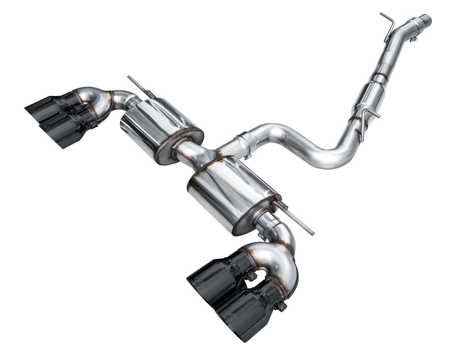 AWE Touring Edition Exhaust for Volkswagen MK8 Golf R - Diamond Black Tips - 3015-43658