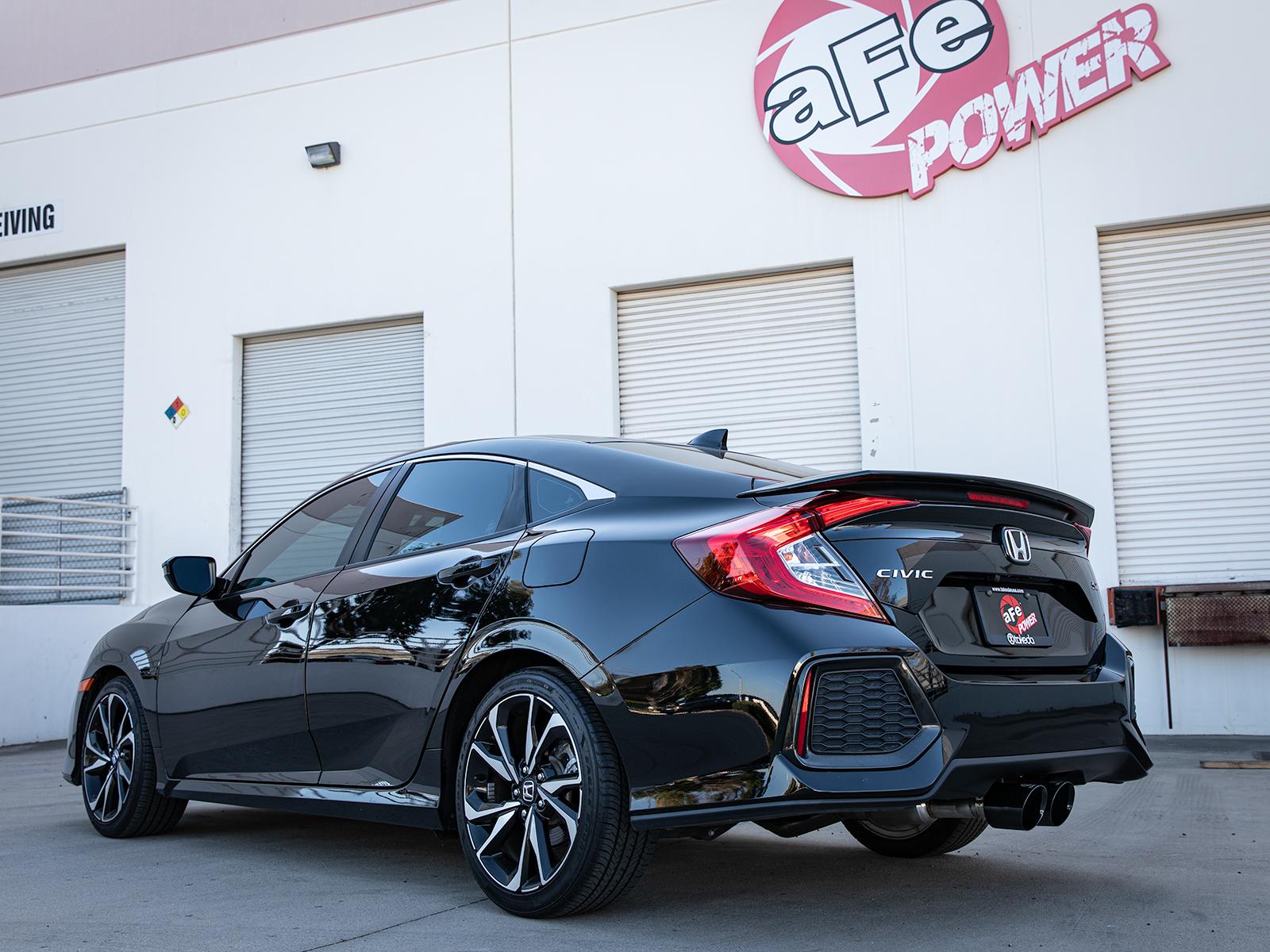 AFE Takeda 2-1/2 IN 304 Stainless Steel Cat-Back Exhaust System w/ Black Tip (Honda Civic Si Sedan 17-20 L4-1.5L (t)) - 49-36619-B