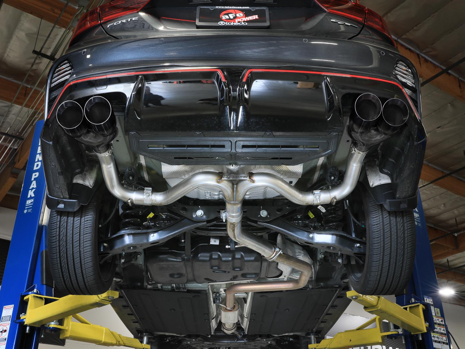 AFE Takeda 3 IN to 2-1/2 IN 304 Stainless Steel Axle-Back Exhaust w/ Black Tips (2022-2024 Forte GT) - 49-37039-B