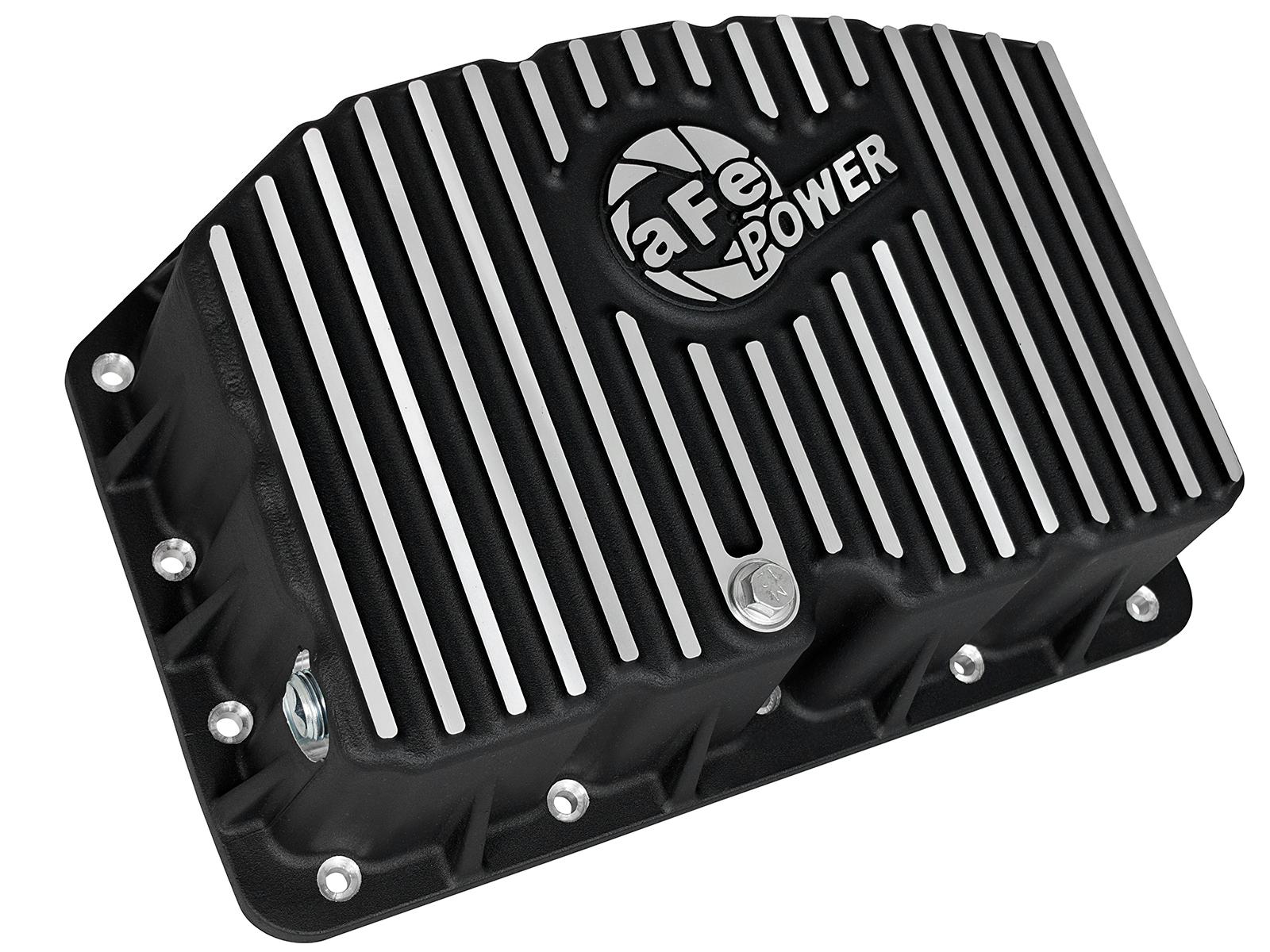 aFe POWER Pro Series Engine Oil Pan Black w/ Machined Fins (2011-2021 F-250 Super Duty, F-350 Super Duty) - 46-70322