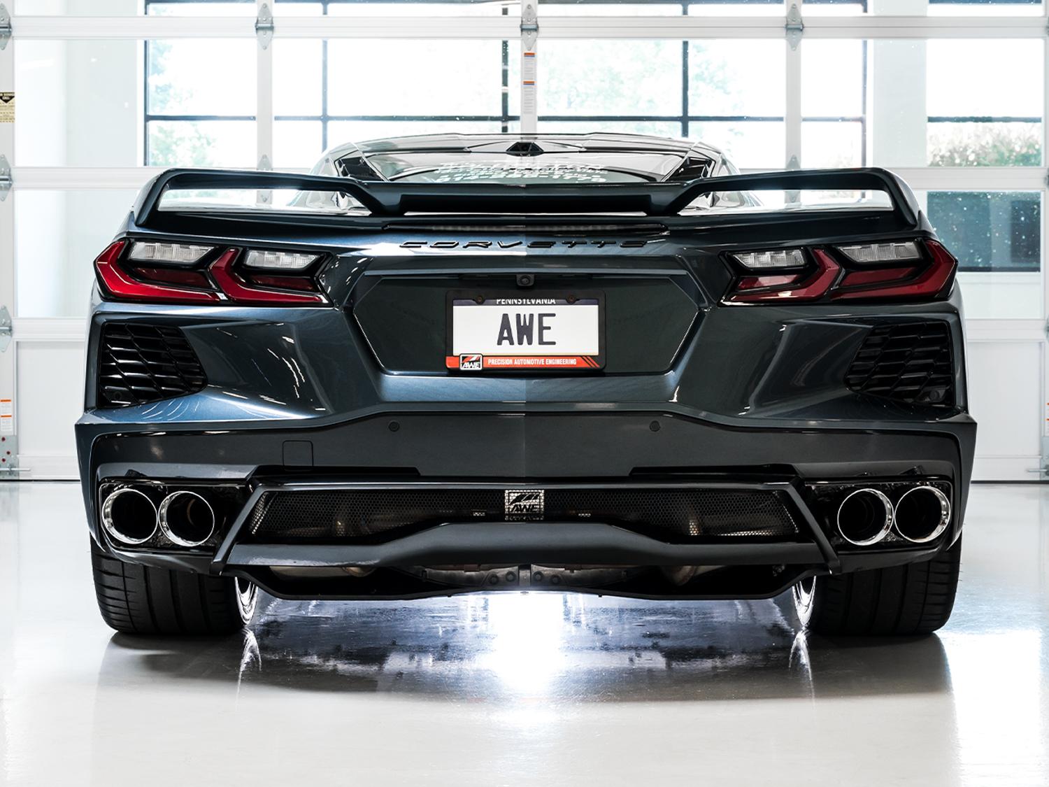 AWE Touring Edition Exhaust - Quad Chrome Silver Tips (2020-2024 Corvette C8) - 3015-42151