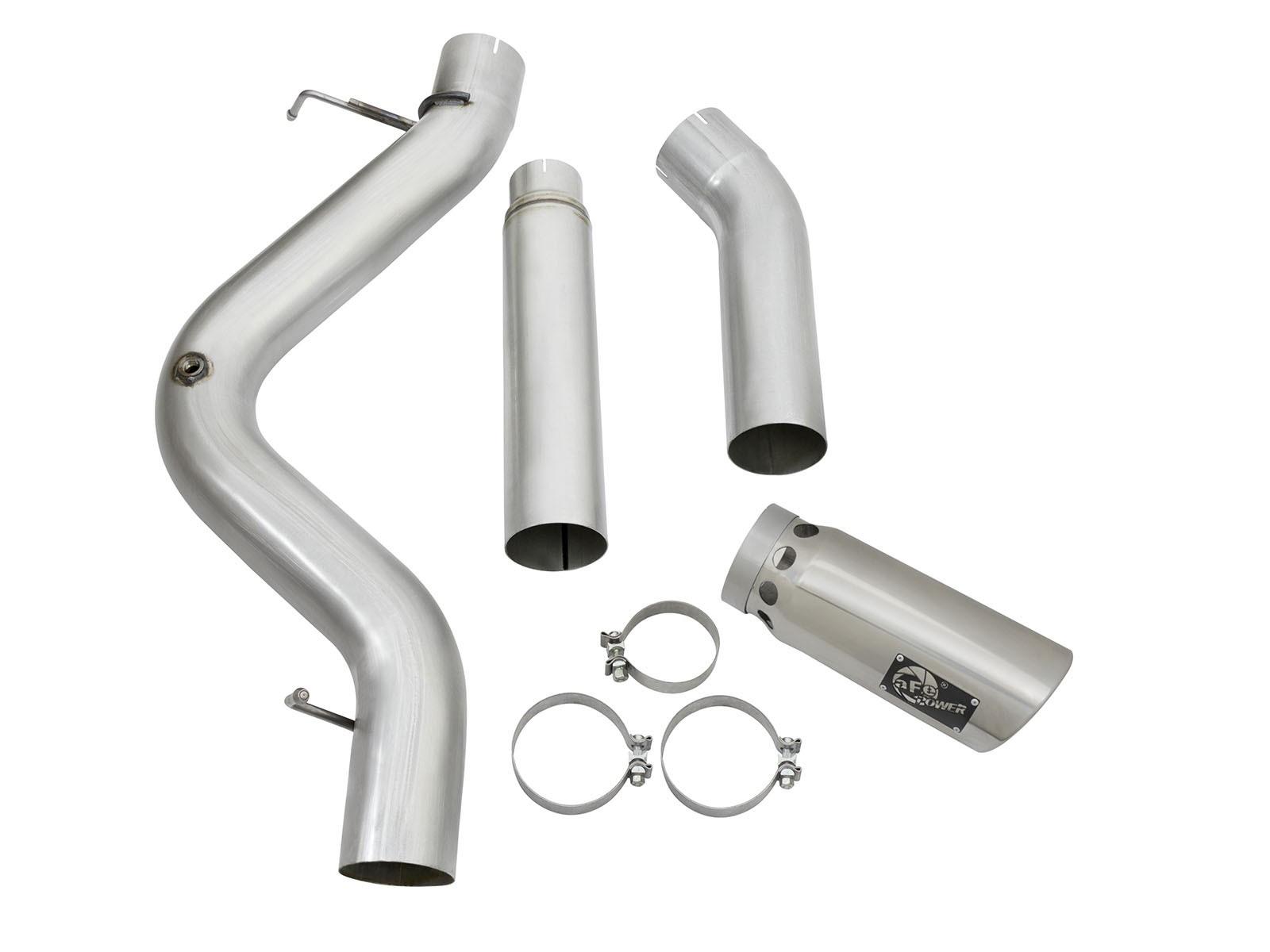 AFE Large Bore-HD 5 IN 409 Stainless Steel DPF-Back Exhaust System w/Polished Tip (2016-2016 Silverado 2500 HD, Silverado 3500 HD, Sierra 2500 HD, Sierra 3500 HD) - 49-44081-P