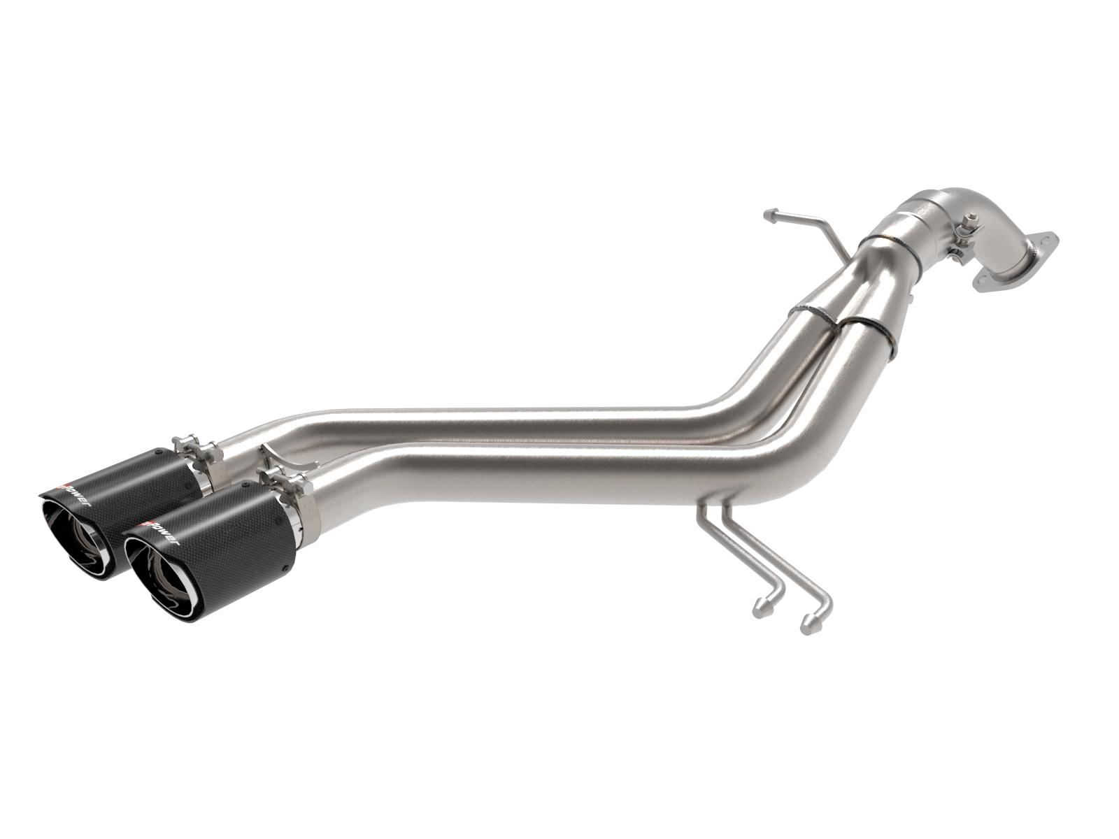AFE Takeda 3 IN to 2-1/2 IN 304 Stainless Steel Axle-Back Exhaust Carbon Fiber Tip (2013-2017 Veloster) - 49-37019-C