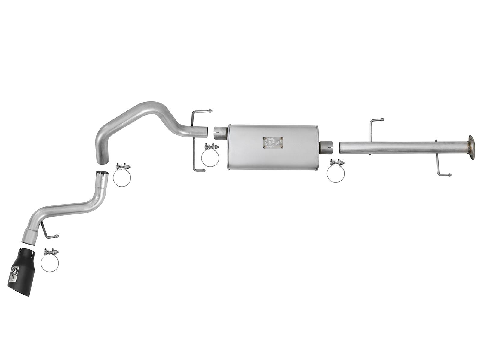 AFE Scorpion 2-1/2 IN Aluminized Steel Cat-Back Exhaust System w/ Black Tip (2007-2014 FJ Cruiser, FJ Cruiser) - 49-06039-B