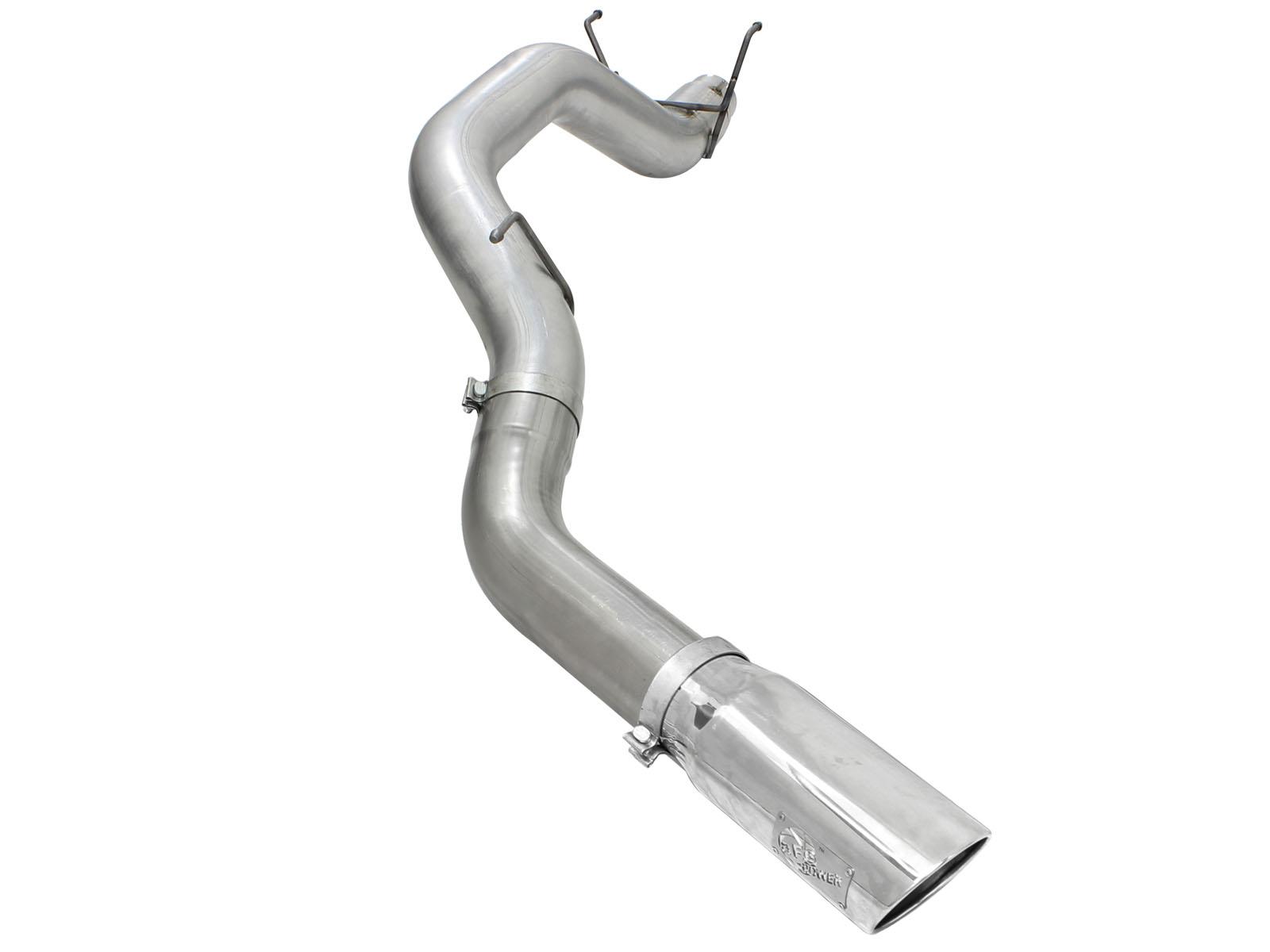 AFE Large Bore-HD 5 IN 409 Stainless Steel DPF-Back Exhaust System w/Polished Tip (2013-2018 2500, 2500, 3500, 3500) - 49-42039-P