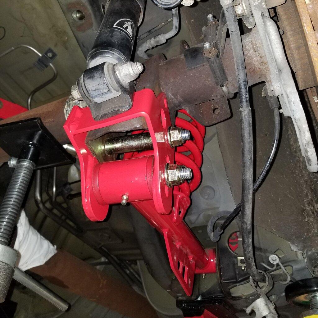 BMR CAB740R 1979-2004 Mustang Lower Bolt-In Lower Control Arm Relocation Brackets (Red)