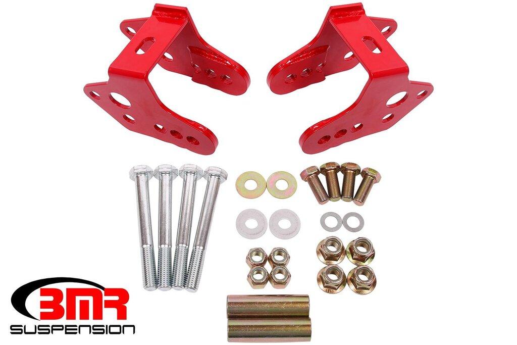 BMR CAB740R 1979-2004 Mustang Lower Bolt-In Lower Control Arm Relocation Brackets (Red)