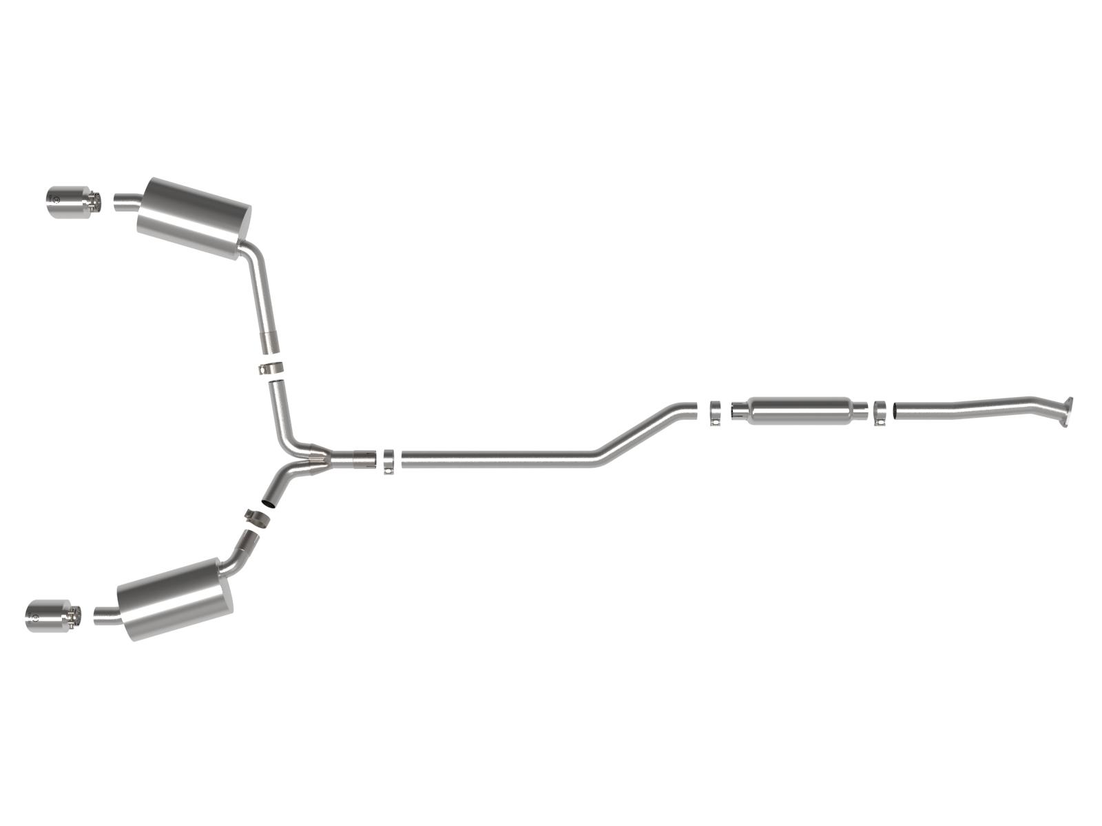 AFE Takeda 2-1/2 IN to 2-1/4 IN 304 Stainless Steel Cat-Back Exhaust System Polished Acura TSX 09-14 L4-2.4L - 49-36629-P