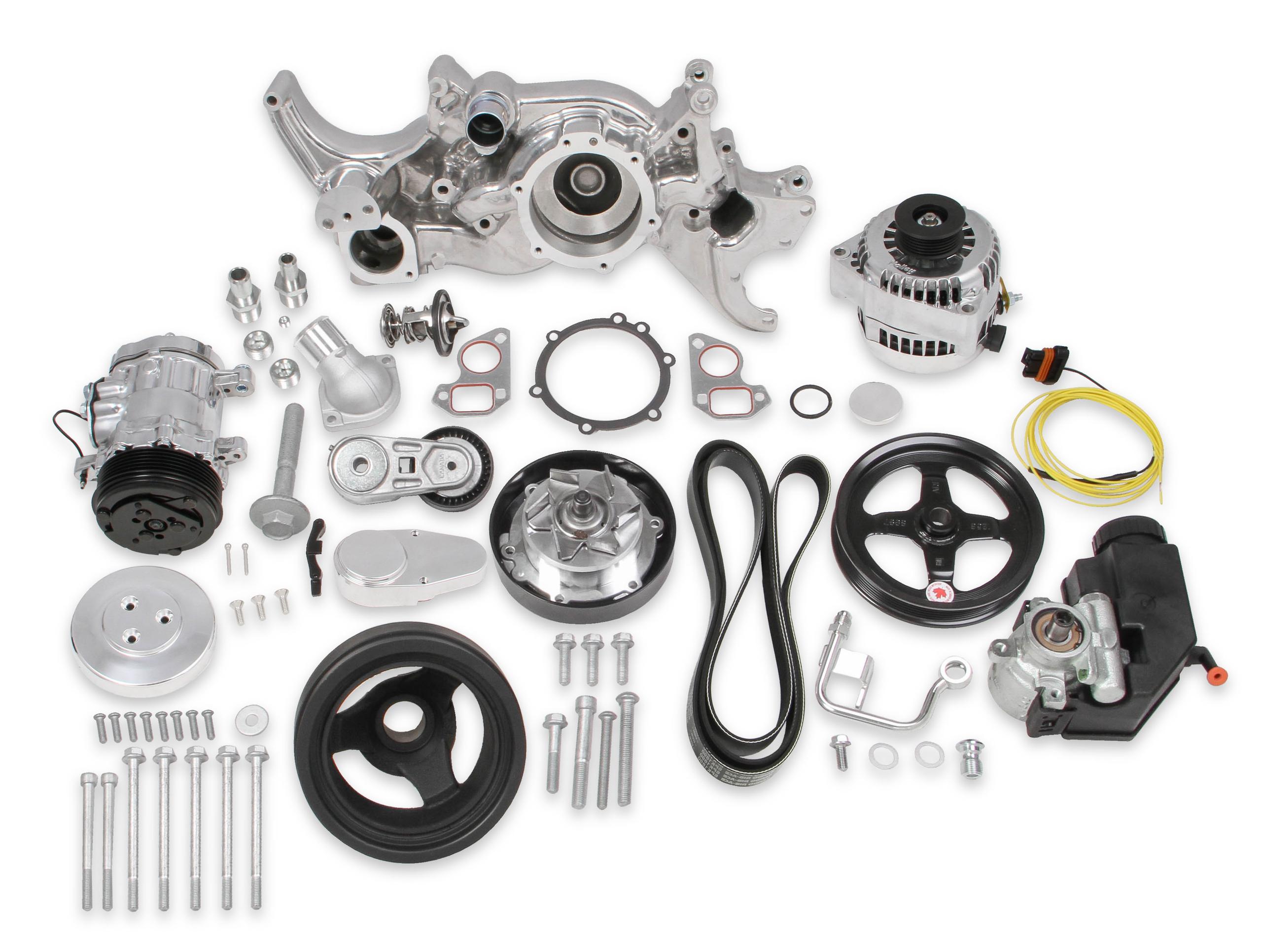 Holley Polished Mid-Mount Complete Accessory System.  - 20-185P
