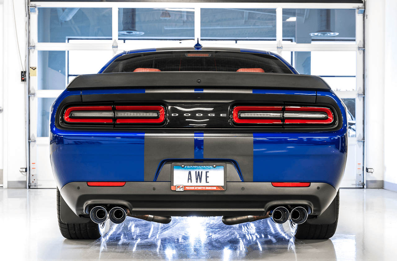 AWE Touring Edition Exhaust - Non-Resonated - Chrome Silver Quad Tips (2015-2020 Dodge Challenger 5.7L) - 3020-42076